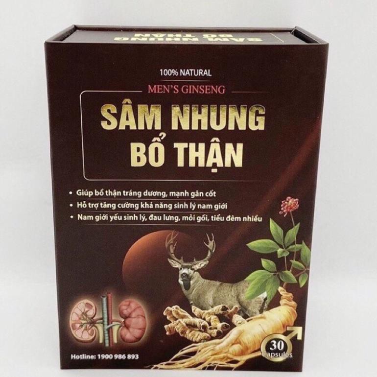 (Chính Hãng) Viên uống tăng cường sinh lý nam Sâm Nhung Bổ Thận giảm đau lưng, mỏi gối, tiểu đêm nhiều - Hộp 30 viên