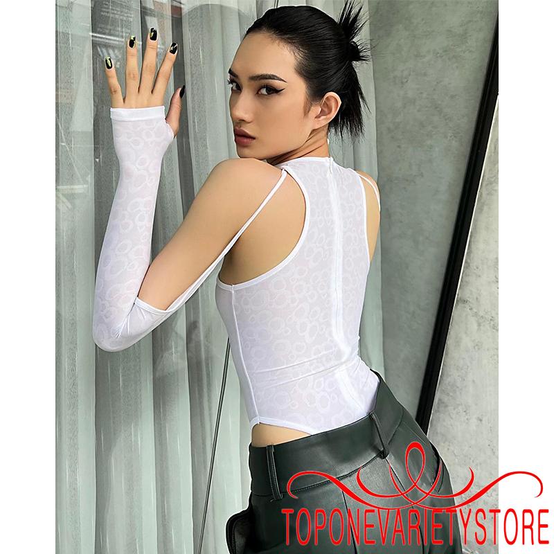 TOPQ-Women Long Hollow Sleeve Irregular Circle Crew Neck Tight Snap Thong-Style Bottom Korean Style Jumpsuit | BigBuy360 - bigbuy360.vn
