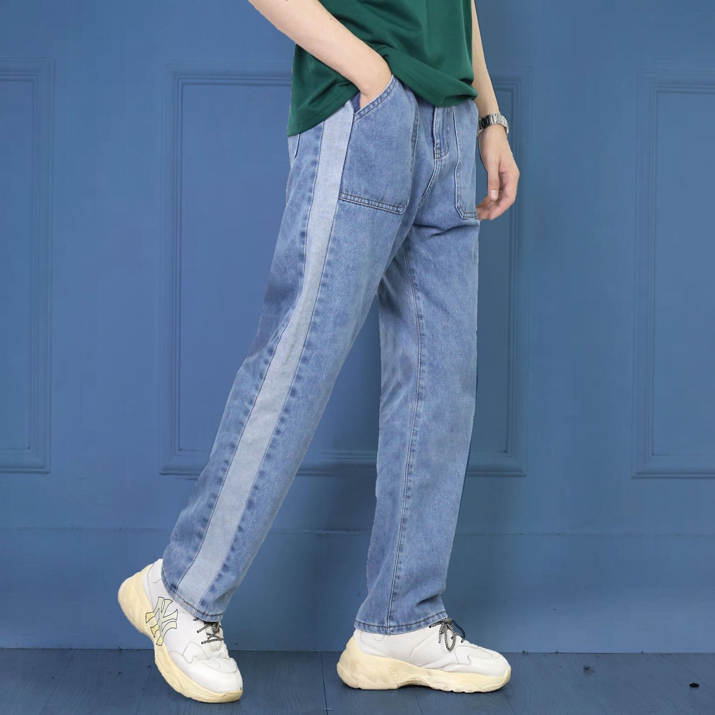 Quần baggy jean nam ống suông kiểu viền TS1069 Tronshop