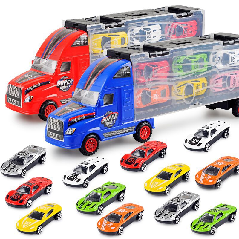 Bộ Đồ Chơi HDY Hình Dạng Xe Tải + Xe Hơi Bằng Hợp Kim Dành Cho Các Bé Educational Vehicle Set for Boys Birthday Gifts