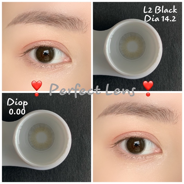 Lens Mắt , Kính Áp Tròng L2 BLACK Không Độ , DIA 14.2 , Cho Mắt Nhạy Cảm Giá Sale