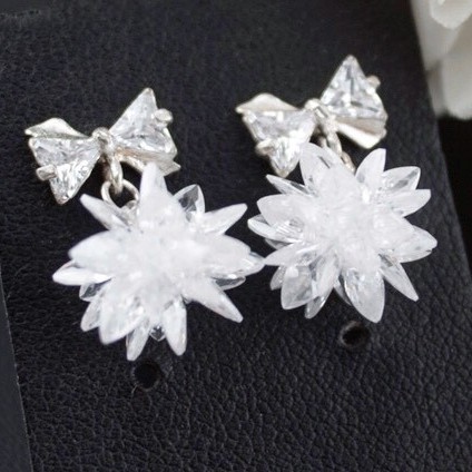 Khuyên Tai Bạc Ta S925 CaoBac Silver Nơ Đuôi Bông Tuyết Xinh Xắn Dành Cho Nữ
