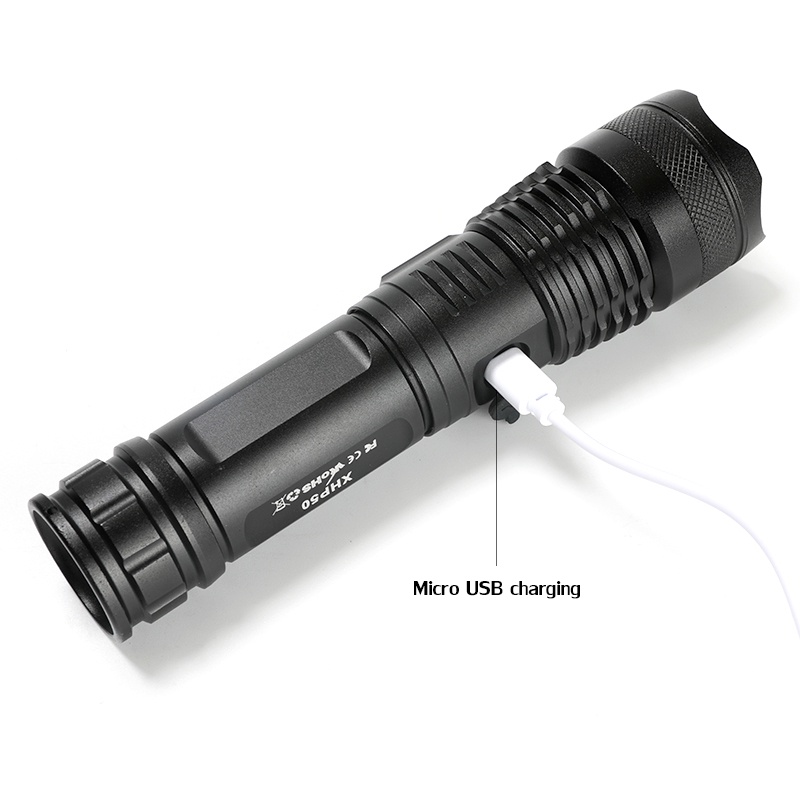 Haixnfire H002 Đèn pin bóng LED XHP50 dùng pin 26650 xoay để phóng to dùng khi đi săn tiện lợi | BigBuy360 - bigbuy360.vn