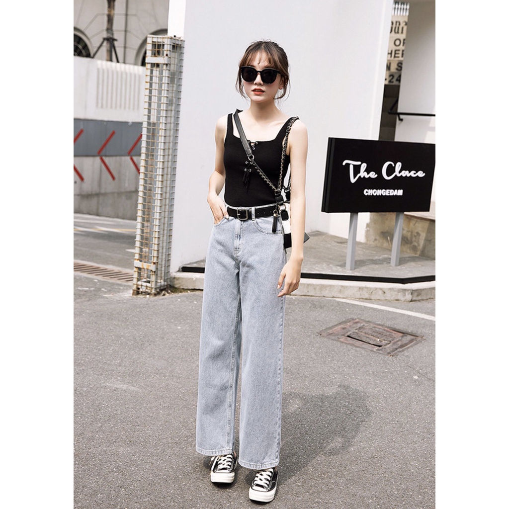 Quần jean baggy nữ ống xuông, rộng NS-01 hot trend 2021 LOVE WEAR - Phong cách Hàn Quốc