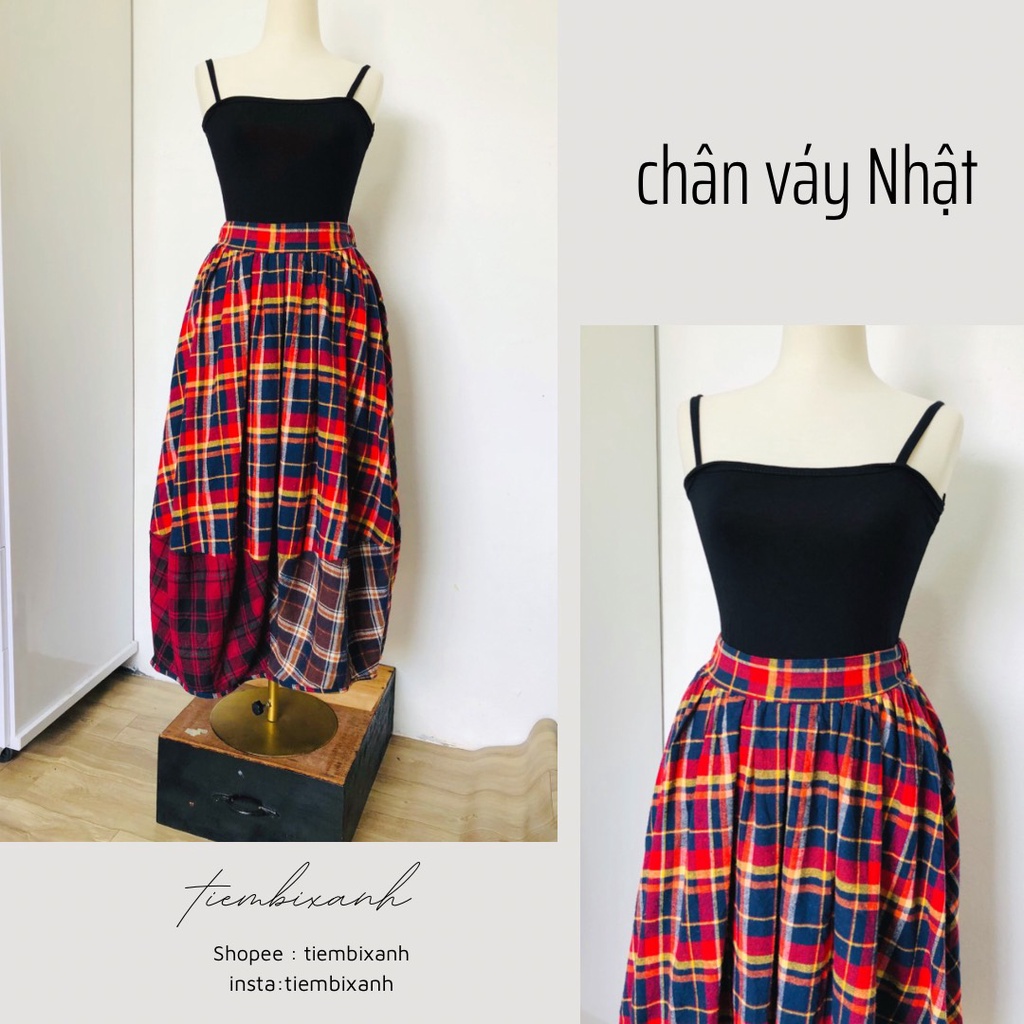 2hand chân váy si nhật tuyển dáng dài xô CV437 tiembixanh