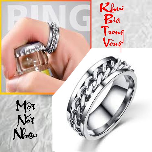 Nhẫn nam khui bia kiểu lồng xích siêu đẹp, bền màu - chất liệu titan cao cấp siêu cứng - tặng hộp đựng xinh xắn
