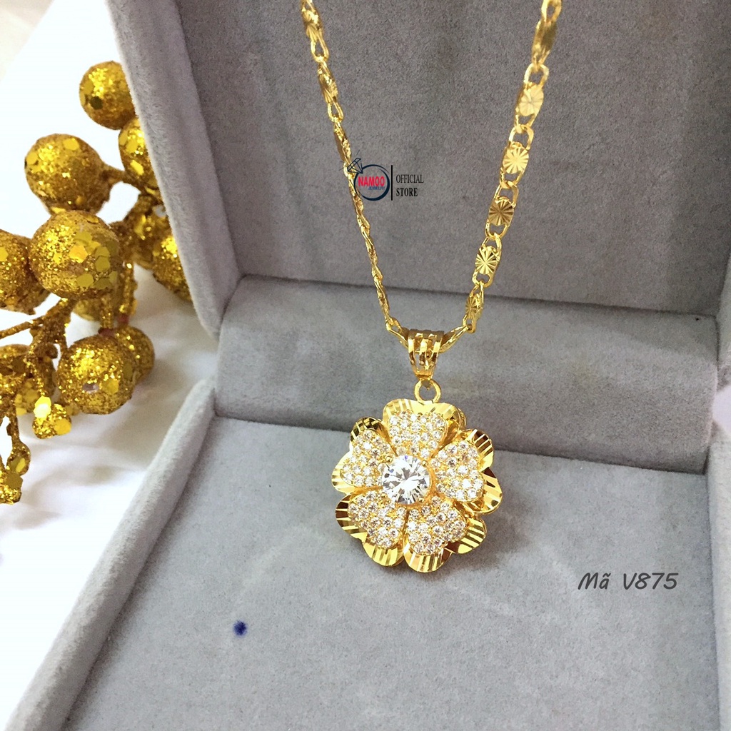 Dây Chuyền Đính Đá V875 Kết Hợp Dây Hoa Thị bản Lớn Dài dây 50cm