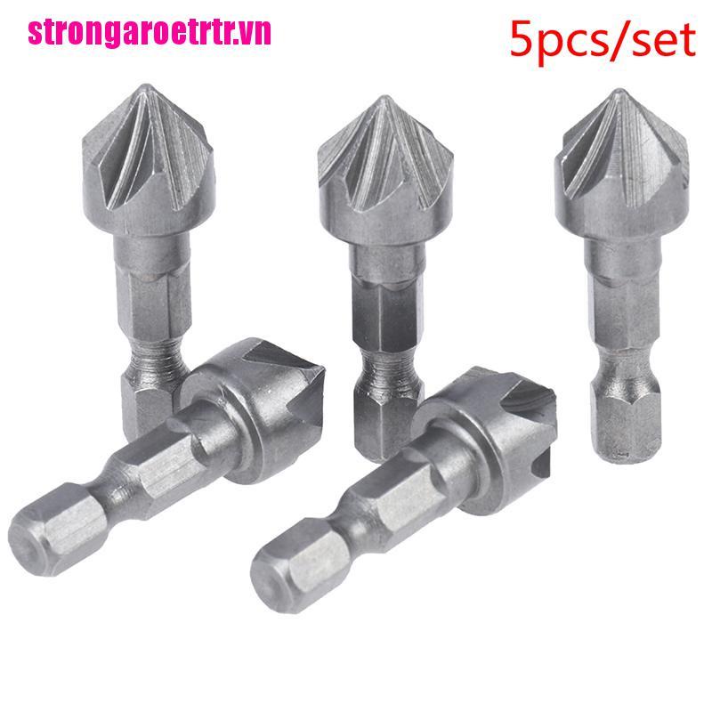 【etrtr】90° Countersink Drill Chamfer Bit 1/4" Hex Carpentry Angle Point Bevel