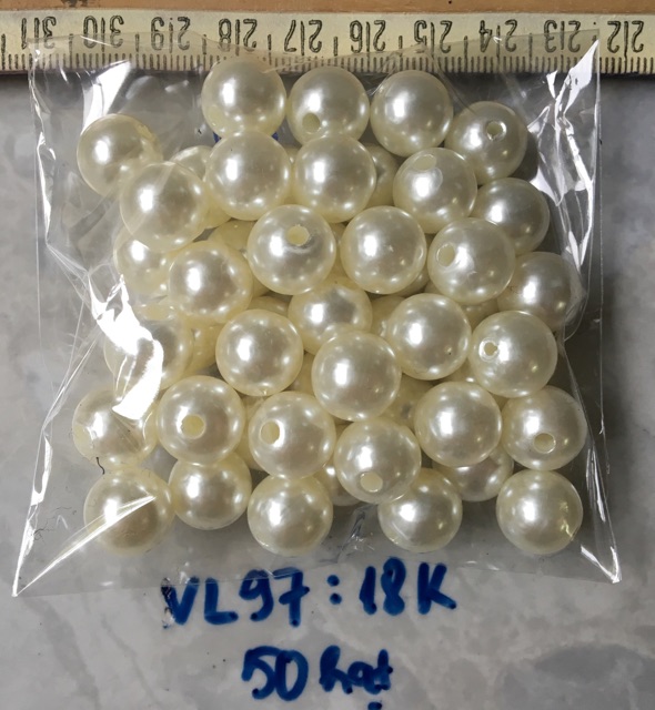Túi Ngọc trai nhân tạo loại tốt (có lỗ) Trắng Ngà, Trắng tinh nhiều size