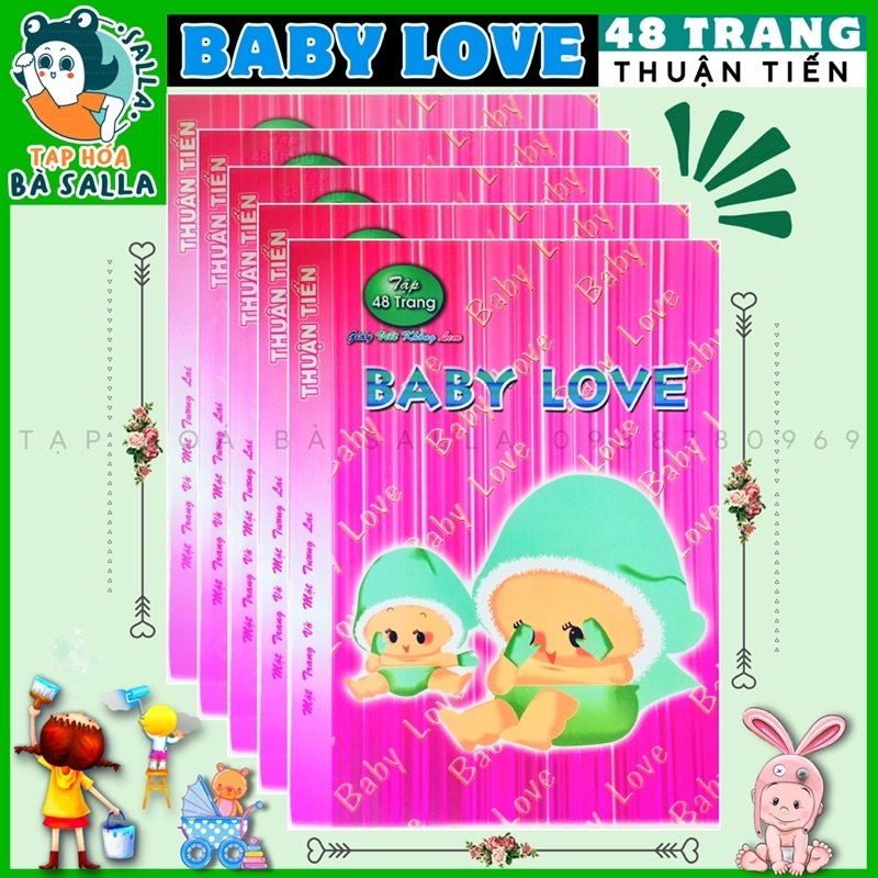 Lốc 10 Quyển Tập học sinh 48 trang Baby Love - Thuận Tiến ( 4 ô ly )