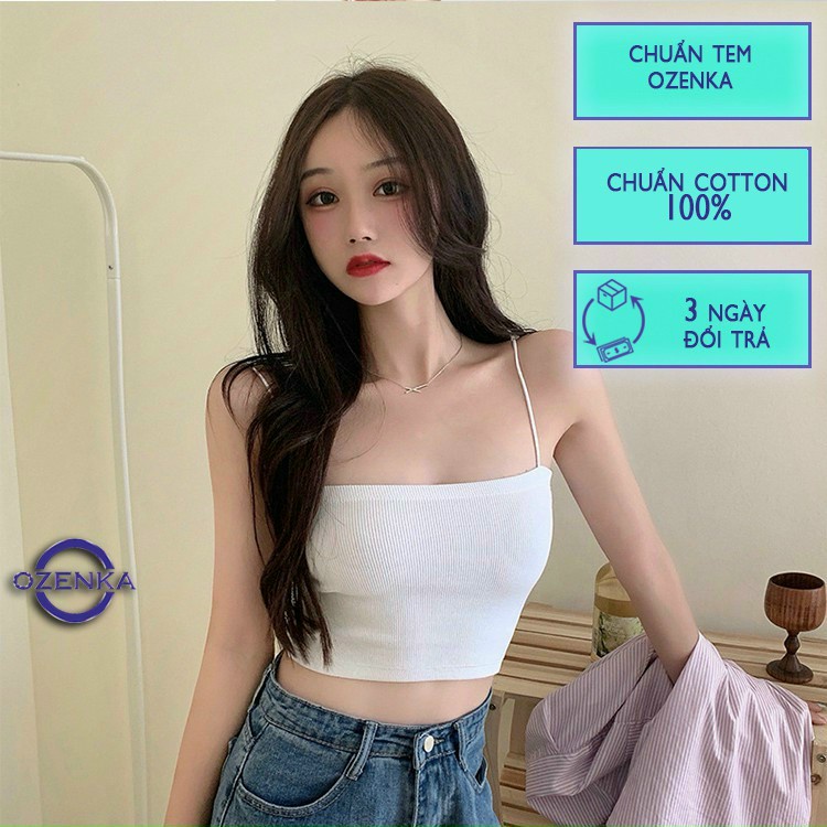Áo Hai Dây Thun Gân - Áo Croptop Sợi Bún Hai Dây Siêu Co Giãn Freesize Dưới 55kg | BigBuy360 - bigbuy360.vn