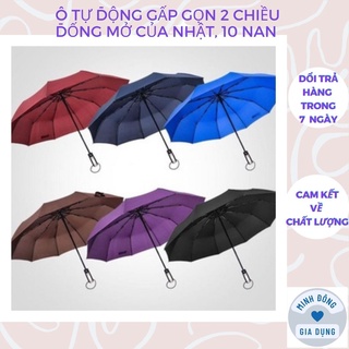 Ô tự động gấp gọn đóng mở 2 chiều hàng 10 nan thông minh, dù tự động đóng mở 2 chiều tiện lợi nhiều màu sắc