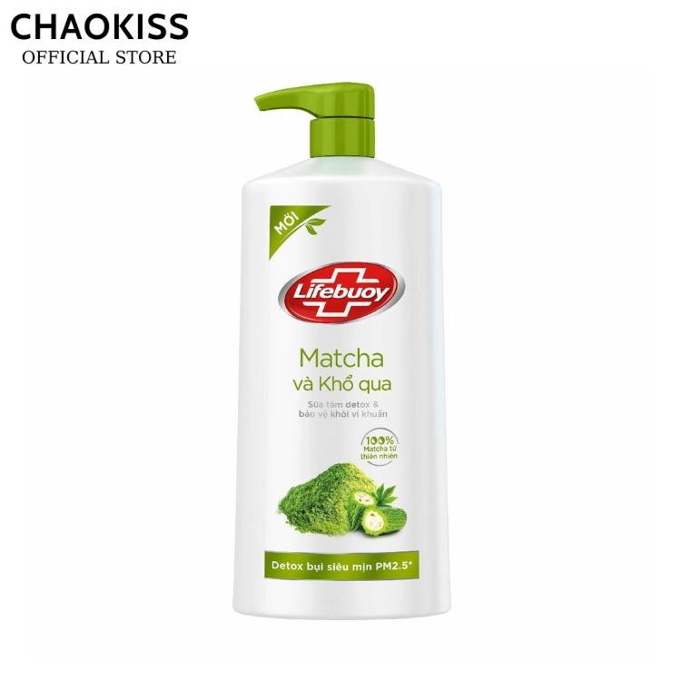 Sữa tắm Lifebuoy Detox Matcha và Than hoạt tính bạc hà bảo vệ khỏi vi khuẩn chai 800gr