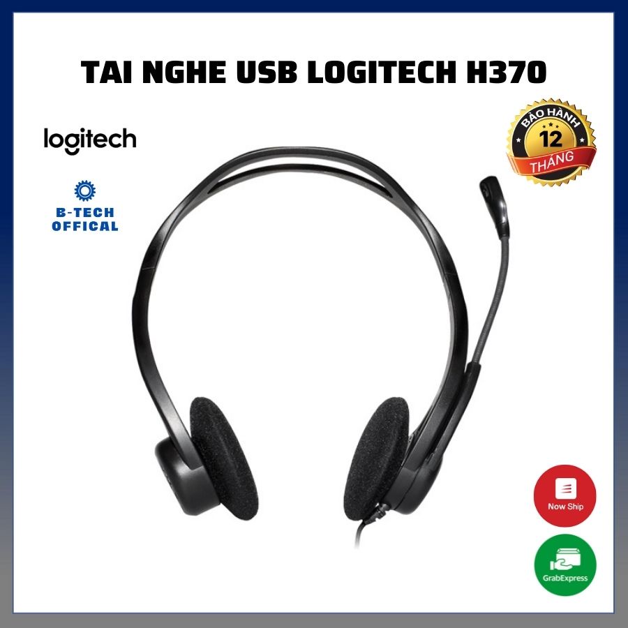 Tai nghe chụp tai dây có mic LOGITECH chính hãng H370 - Mic khử ồn, âm thanh chân thực