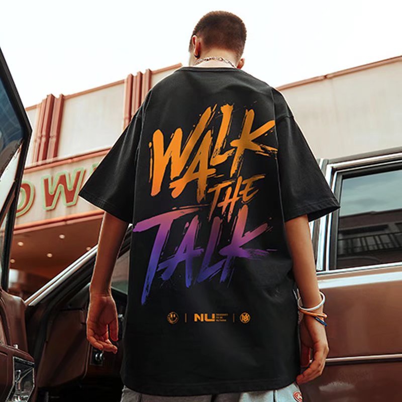 Áo Thun Tay Ngắn Dáng Rộng In Chữ Phong Cách Hip Hop Thời Trang Mùa Hè Cho Nam size M-8XL