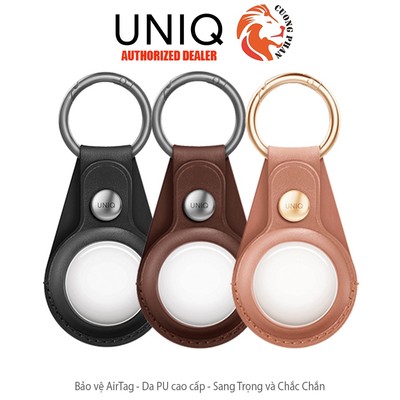 Móc Chìa Khóa Kèm Ốp Da Bảo Vệ AirTag Cao Cấp UNIQ - Hàng Chính Hãng