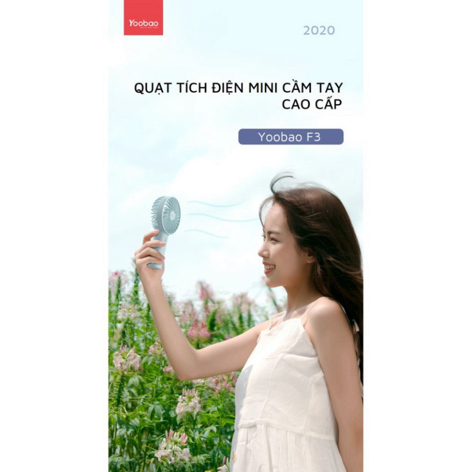 Quạt tích điện mini Yoobao F3 dung lượng 3000mAh và 6000mAh, 32h sử dụng liên tục , màu sắc đa dạng