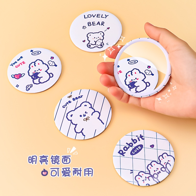 Gương Mini Tròn Cầm Tay Hoạ Tiết Gấu Thỏ Dễ Thuơng Gương Soi Mini 1 Mặt Hoạt Hình Nhỏ Gọn Tiện Lợi