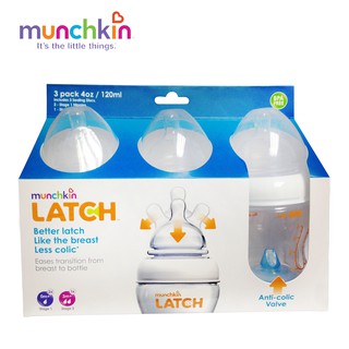 BỘ 3 BÌNH SỮA LATCH MUNCHKIN 120ML (CHÍNH HÃNG) CHO BÉ (MK15626)