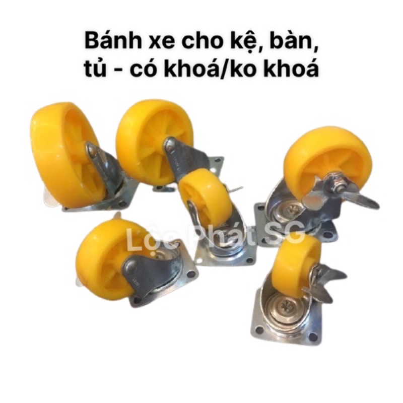 [Bán 1 cái] BÁNH XE VÀNG, BÁNH XE ĐEN Xoay 360 độ - loại tốt, hàng có sẵn