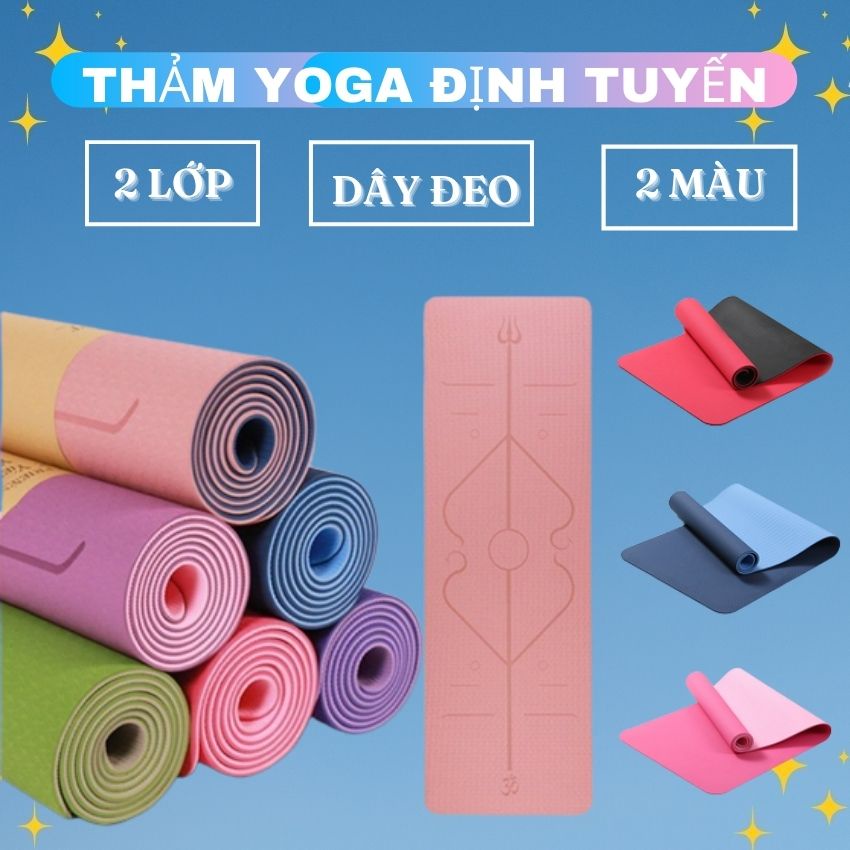 Thảm Tập Yoga Định Tuyến Chống Trượt TPE Cao Cấp Kèm Dây Đeo TTY02