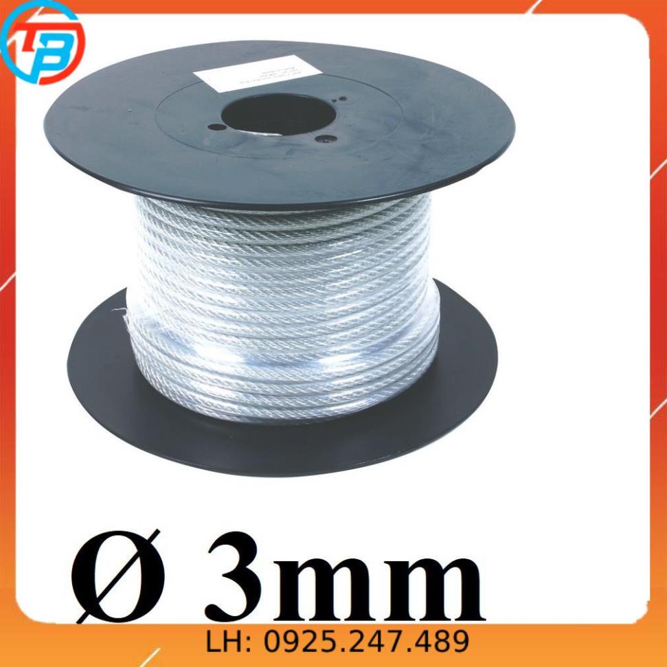 Dây cáp thép bọc nhựa Phi [ 3mm ] dài 1 mét – 1000 mét CÁP THÉP Thái Bình VinàN