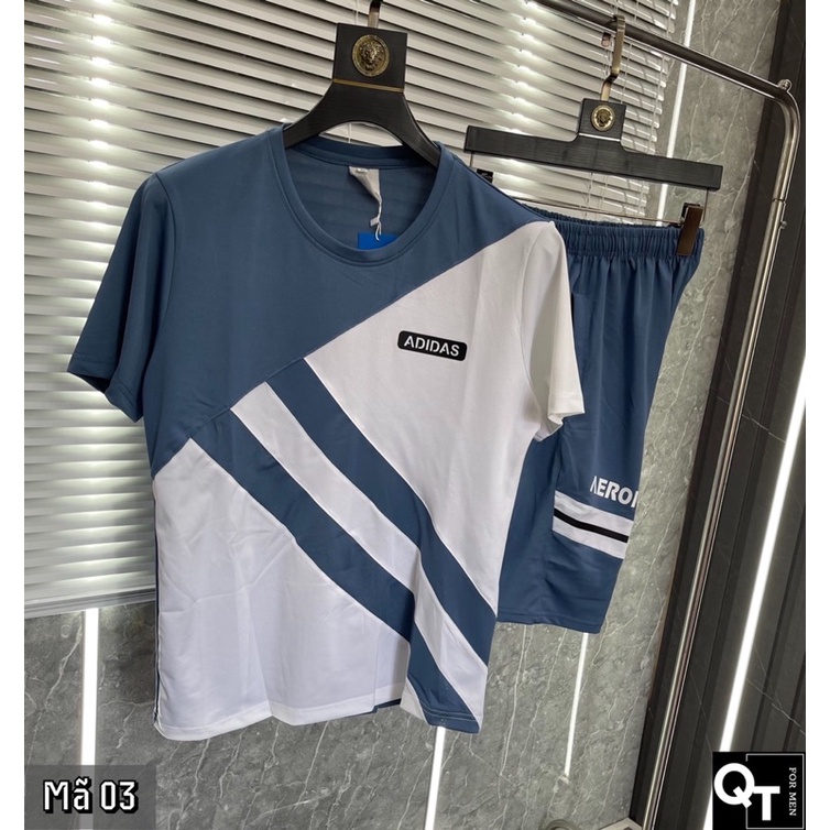 Bộ thể thao nam, bộ adidas nam cổ tròn màu đẹp, chất mát