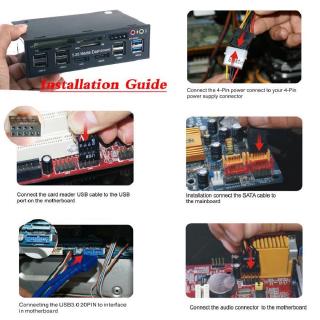 USB 3.0 Hub Multi-Function eSATA SATA Port Internal Card Reader PC Media Front Panel Audio for SD