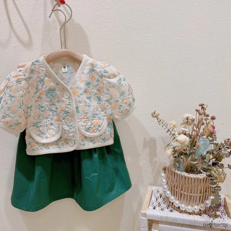 Set Áo In Hoa + Chân Váy Đáng Yêu Xinh Xắn Cho Bé Gái