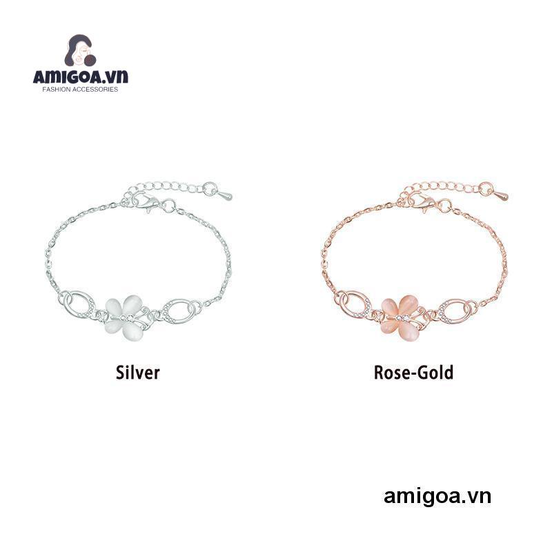 Vòng Tay Mạ Vàng Hồng Đính Hoa Và Bướm Phong Cách Hàn Quốc Đơn Giản Cho Nữ