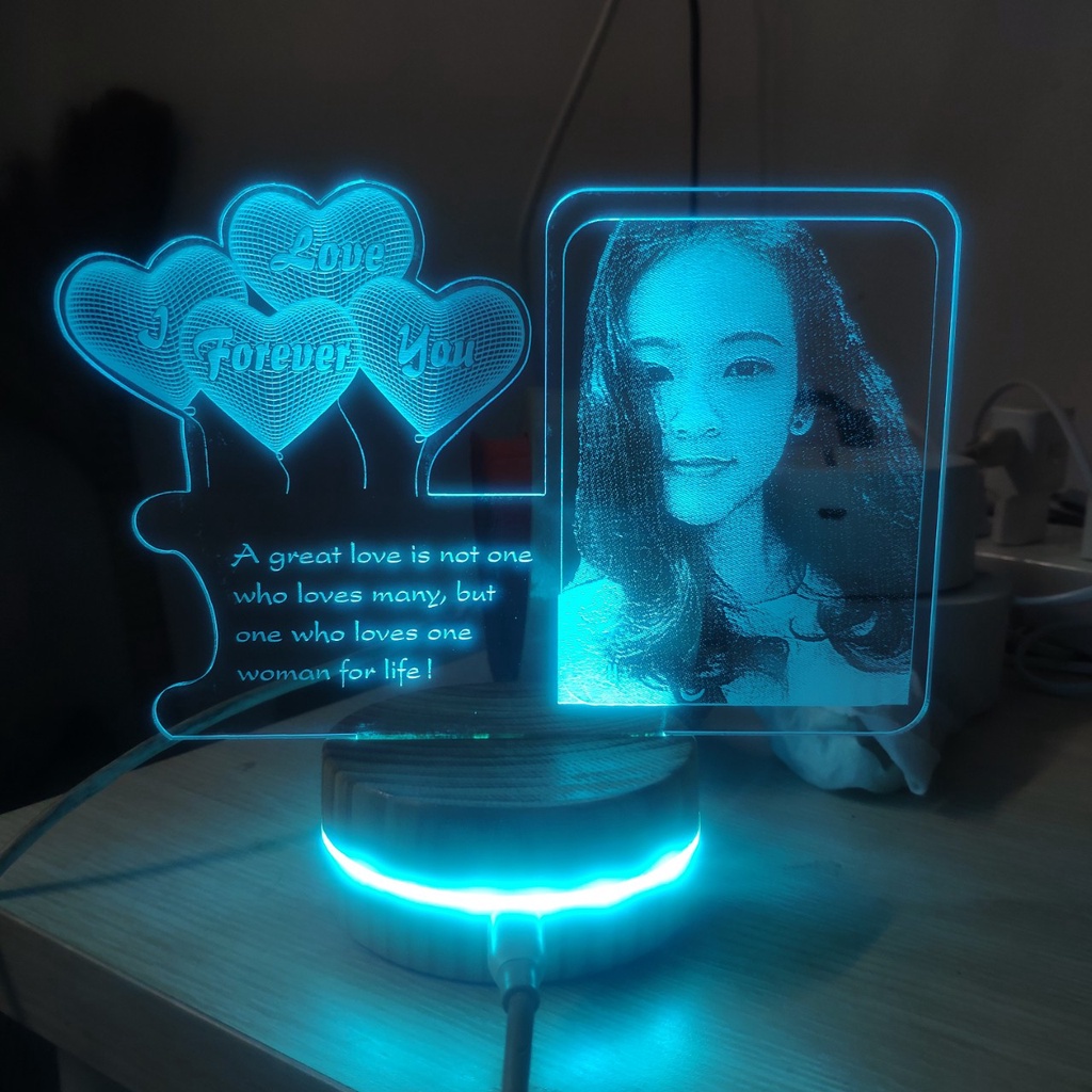 Đèn 3D Khắc Theo Yêu Cầu - Đèn Led 3D Chân Dung - Đèn Logo Công Ty - Quà Tặng Bạn Gái/Người Yêu/Bạn Bè/Gia Đình