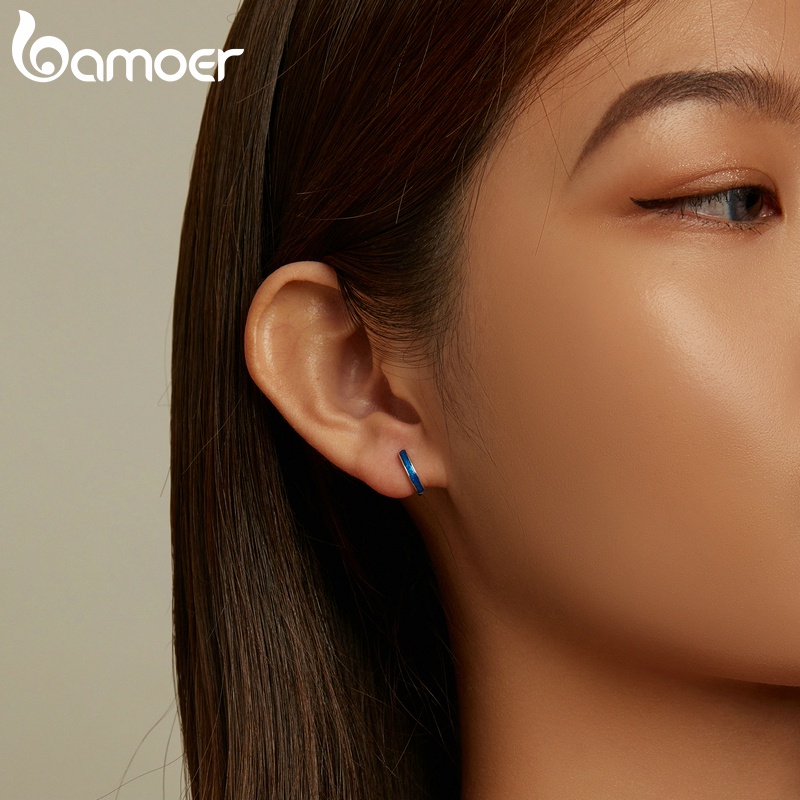 Đôi khuyên tai BAMOER SCE1360 bạc 925 kiểu dáng độc đáo thời trang cho nữ