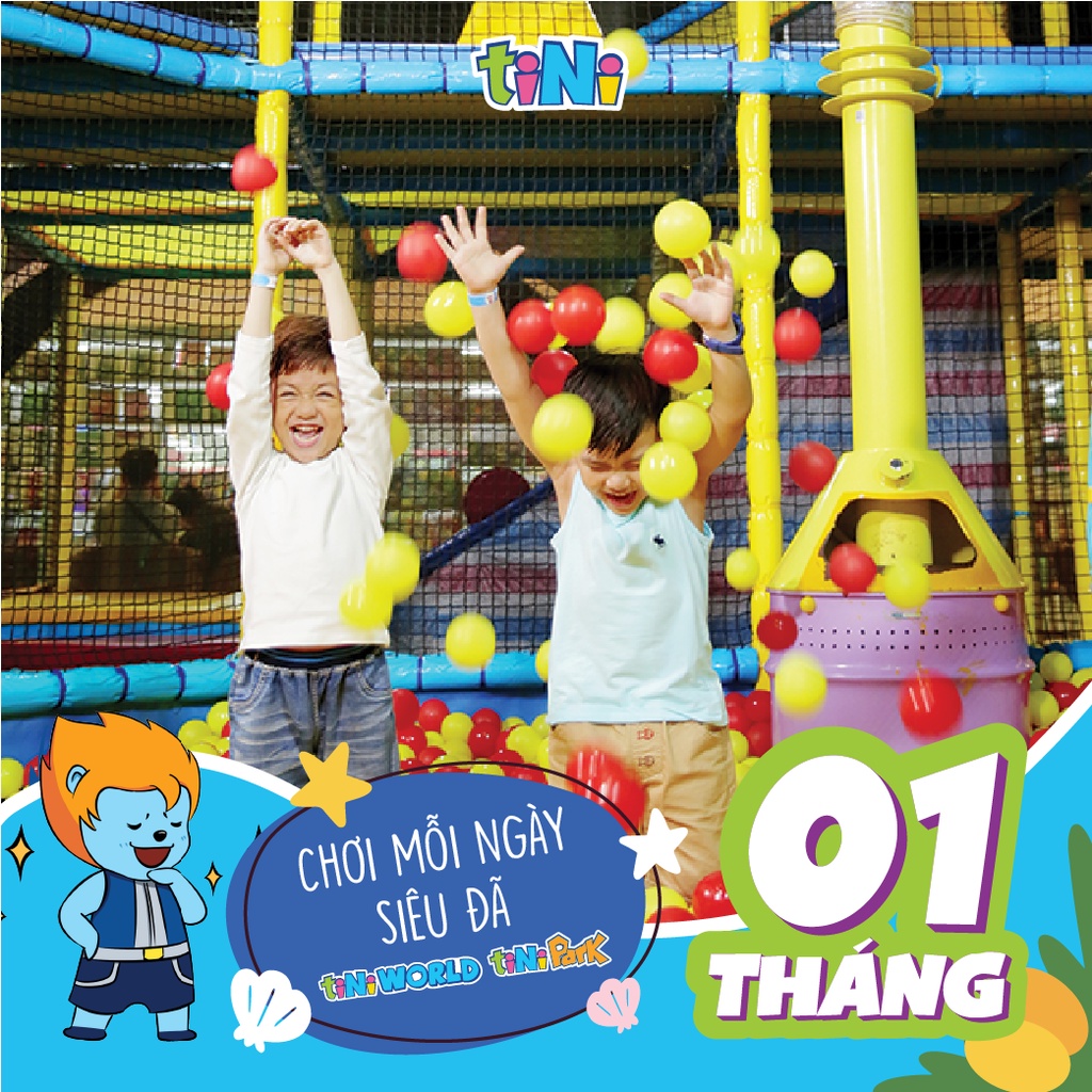 - Evoucher tiNiWorld VÀ tiNiPark - Siêu Vé Thần Kỳ Vui Chơi Thả Ga Gói 01 Tháng MGK01