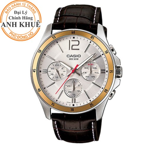 Đồng hồ nam dây da Casio chính hãng Anh Khuê MTP-1374L-7AVDF