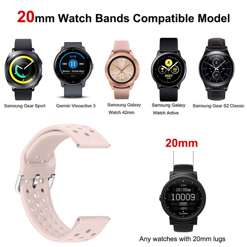 Dây Đeo Silicon Mềm 22mm 20mm Cho Đồng Hồ Thông Minh Samsung Galaxy Active 2 40 42 44 46 mm Gear S2 Classic S3 S4 Sport Frontier Live 2neo