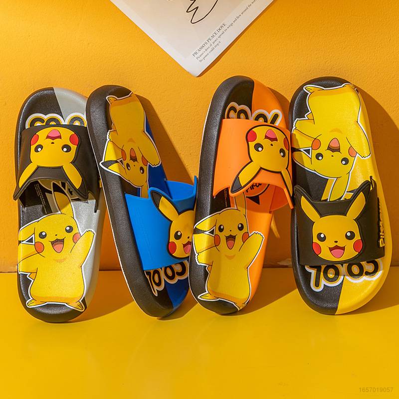 Dép Sandal Unisex Thoáng Khí Chống Trượt In Hình Pokemon/Pikachu Cho Bé Trai/Gái