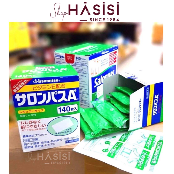 Cao Dán Giảm Đau HISAMITSU - Salonpas 4.2cm x 6.5cm (140 Miếng - Size Nhỏ)