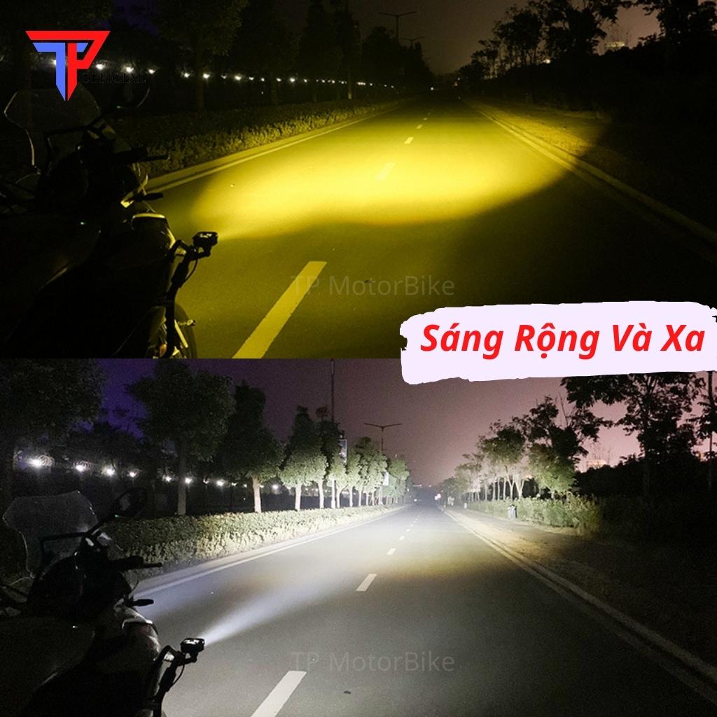 Đèn trợ sáng mini bi cầu 2 màu 2 mắt led ánh sáng rộng chiếu xa_TP MotorBike ST19