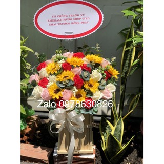 Lẵng hoa sáp khai trương, tặng sinh nhật.