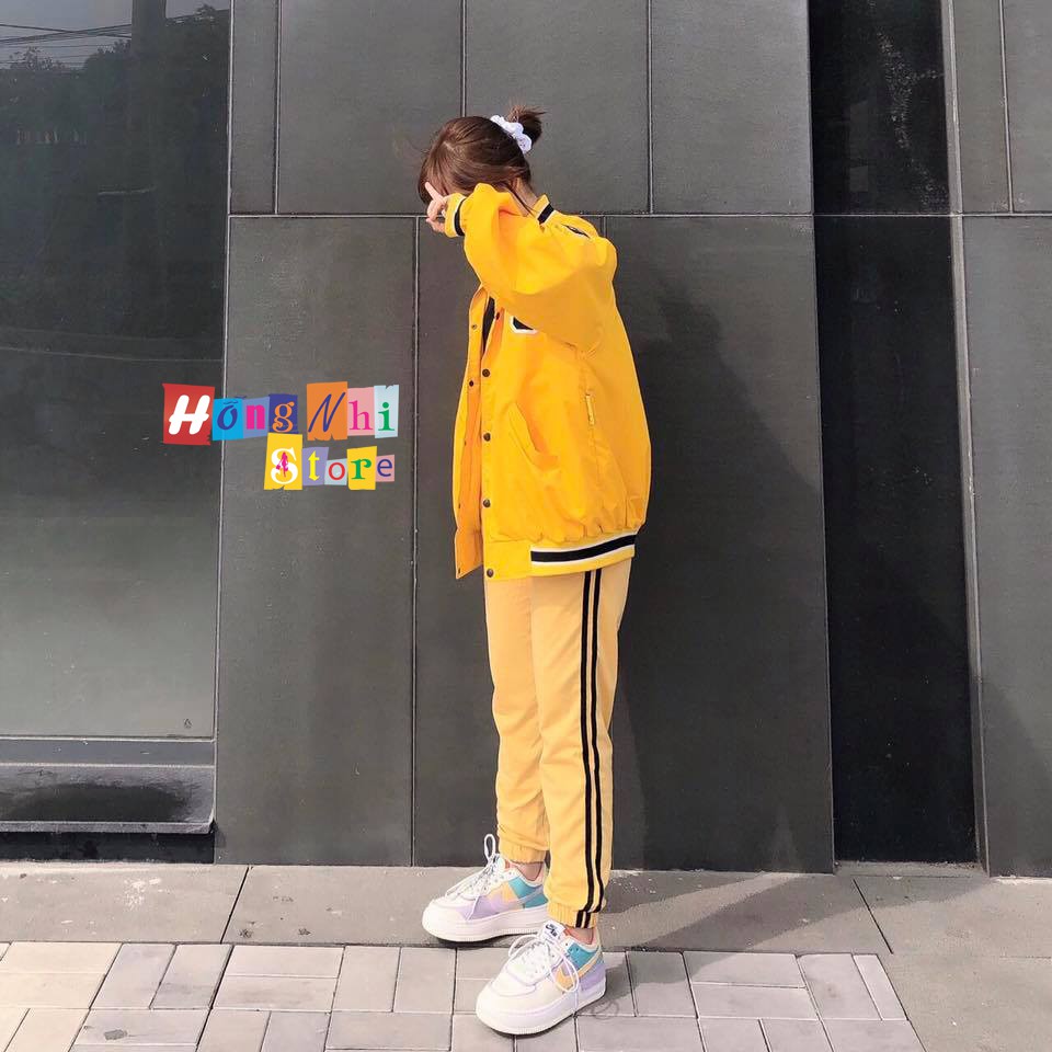 Quần Jogger Line Ulzzang Unisex Jogger Vàng 2 Sọc Đen Dáng Rộng - MM