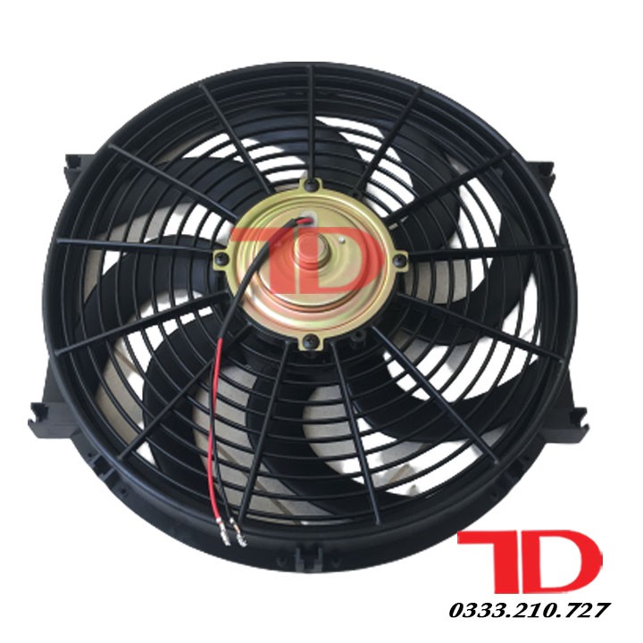 Quạt dàn nóng ô tô chế 14 inch 35.5 cm 100W 24V cánh cong loại tốt
