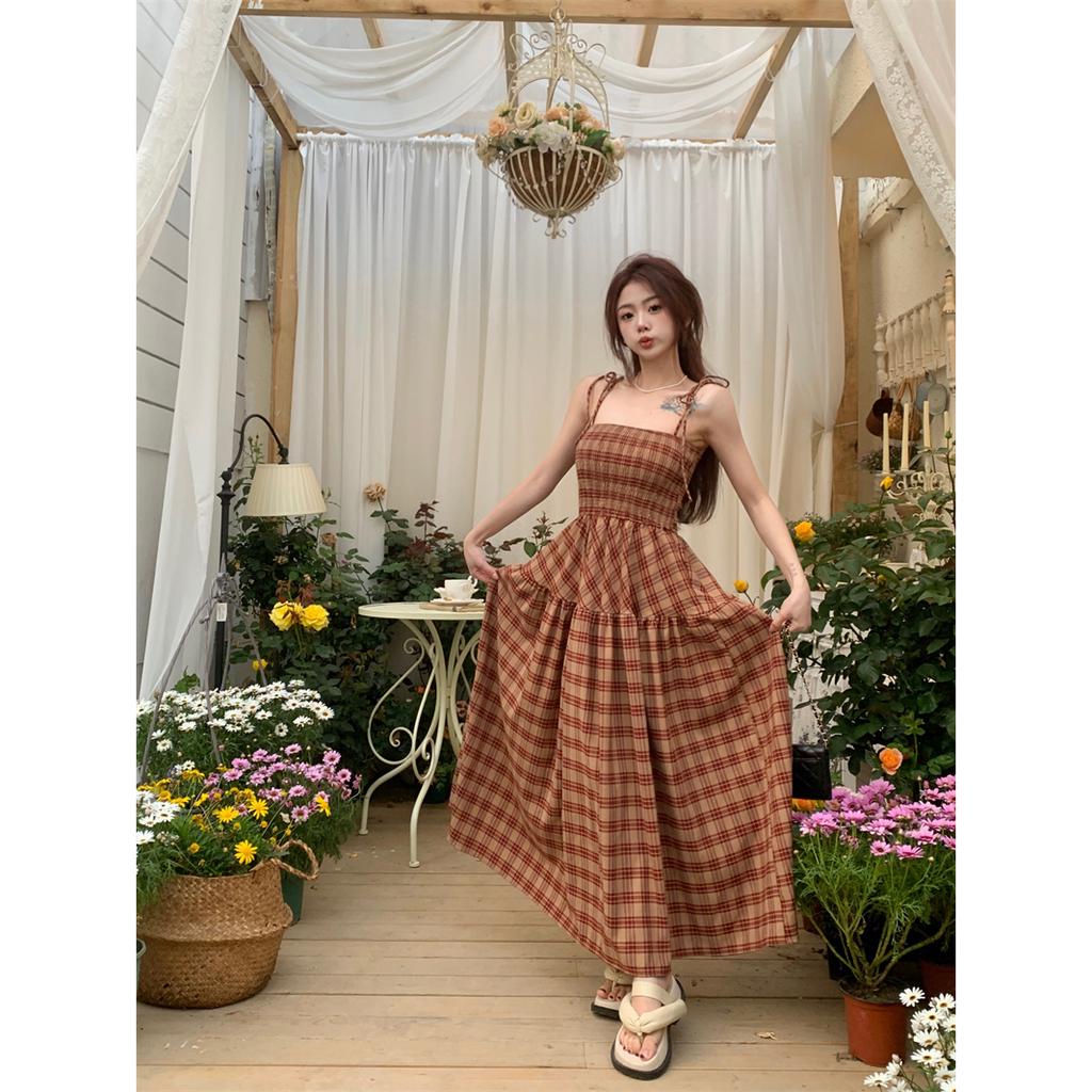 「 WELOVE1 」Đầm Midi Hai Dây Eo Cao Họa Tiết Kẻ Sọc Nhiều Màu Thời Trang Mới Thường Ngày Dành Cho Bạn Nữ