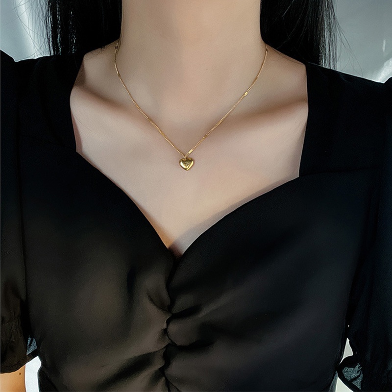 Vòng cổ Mặt Trái Tim Màu Sắc Sáng Tạo Bằng Thép Không Gỉ