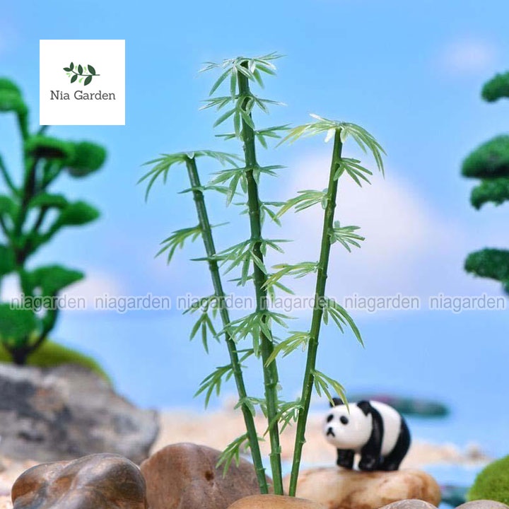 Mô hình trang trí cây trúc tiểu cảnh mini decor chậu cây vườn terrarium bể cá Nia Garden N5