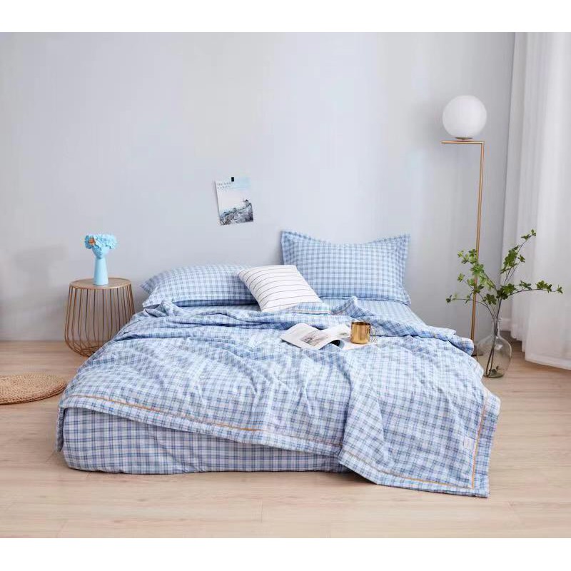 Bộ Chăn Hè Ga Gối Cotton 100% 4 Món Chăn Chần Hè Mẫu Mới Nhất 2021