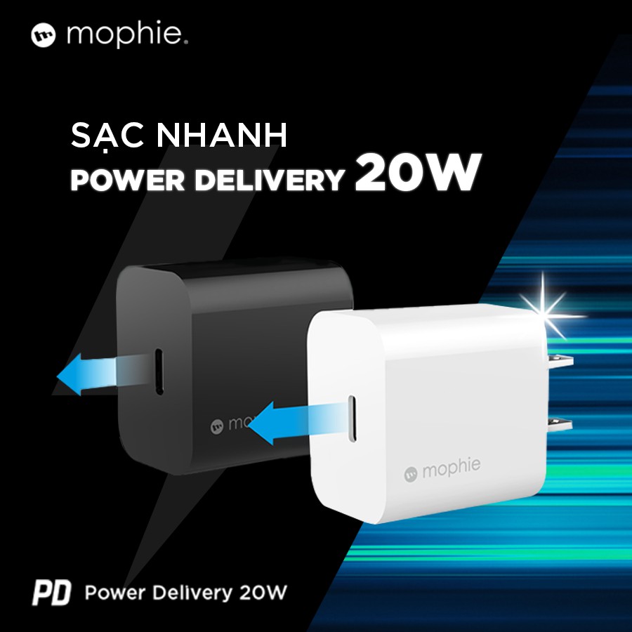 [Mã SKAMA07 giảm 8% đơn 250k]Sạc nhanh Mophie Power Delivery 20W 1 USB-C - Bảo hành 1 đổi 1