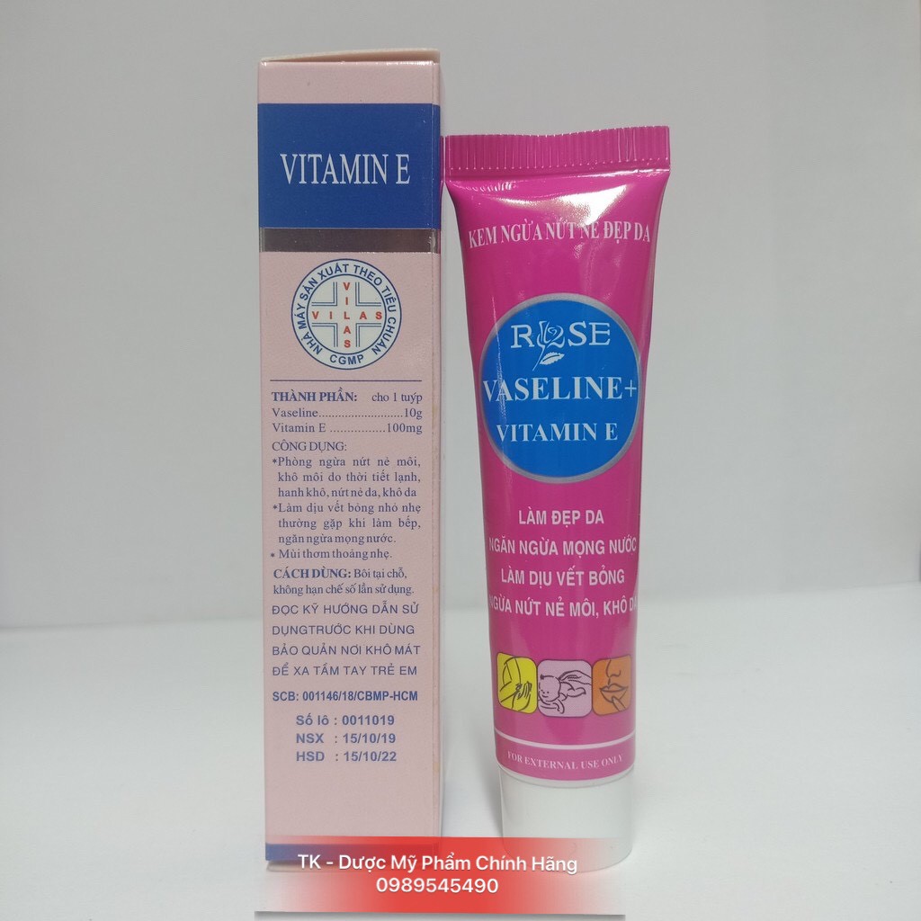 VASELINE ROSE  Làm Đẹp Da, Ngăn Ngừa Mọng Nước, Làm Dịu Vết Bỏng, Ngừa Vết Nẻ Môi, Khô Da - 10g