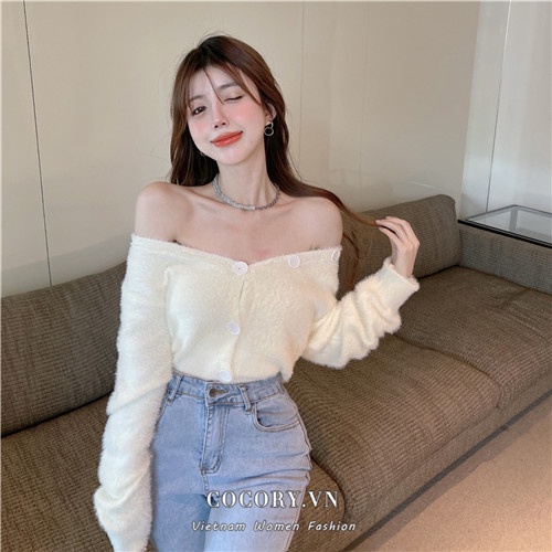 Áo khoác len cardigan tay dài cổ chữ V thời trang dành cho nữ