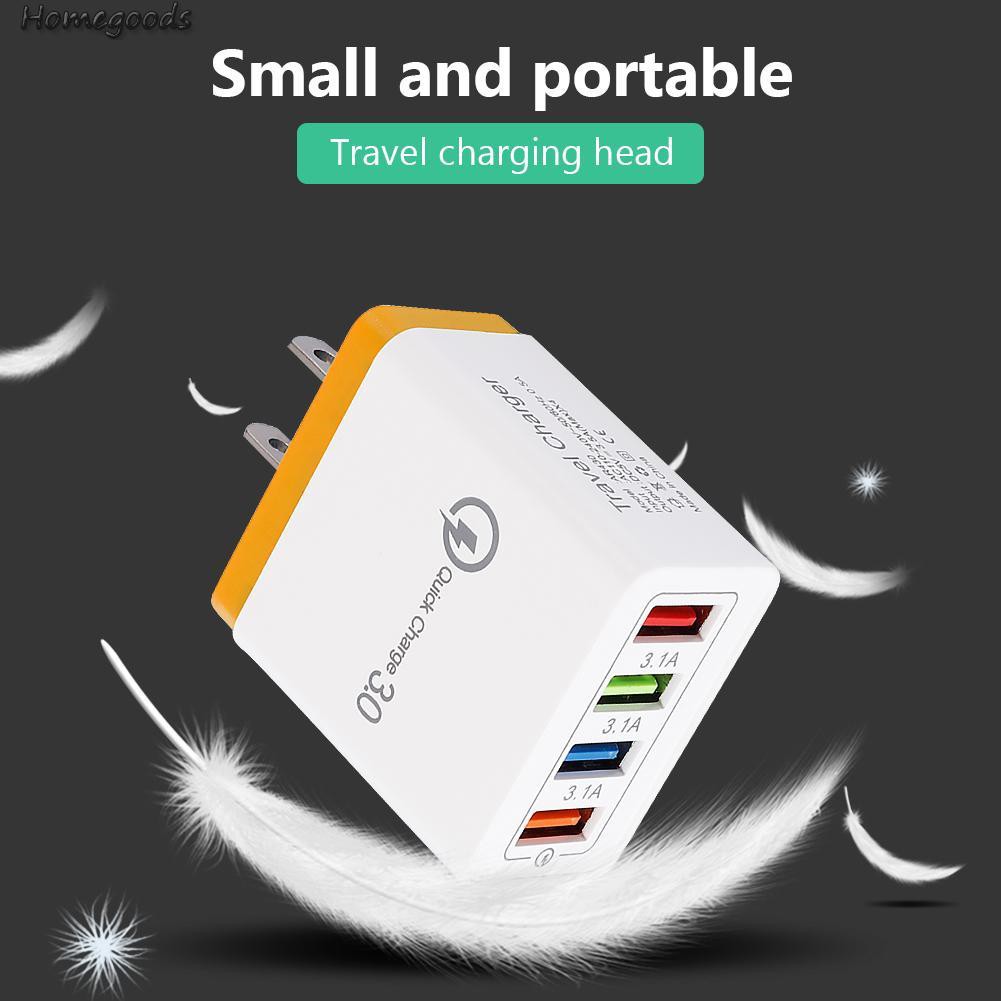 Đầu cắm sạc hỗ trợ sạc nhanh 4 cổng USB tiện lợi