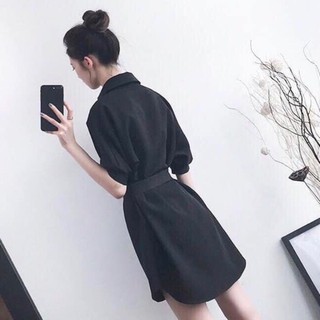 Đầm váy freesize sm đen cột eo - form to